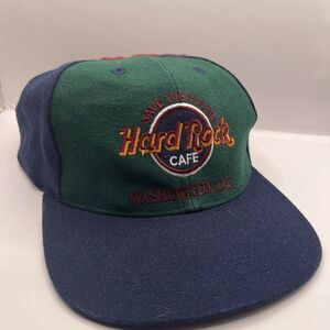 Vintage 90s Hardrock Cafe Multicolored Colorblock Snapback Hat Cap Washington DC